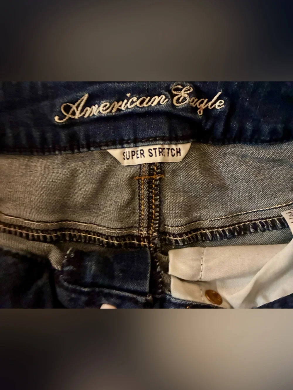 American Eagle Outfitters Dark Blue Distressed Cuffed Denim Shorts🌸